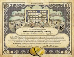 An image of the first anniversary gift certificate of ownershi